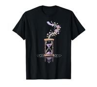 Sablier Mystique Fleurs Lune Étoiles Temps Nature Rêve T-Shirt
