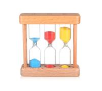 Sablier pour enfants - Sablier en bois et verre - Minuterie combinée 3 en 1 - Sable coloré - Minuterie de cuisine - Kit pour l'école, le brossage des dents, la crèche, le bureau, la maison -