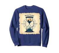 Sablier pour Professeur d'histoire, Voyageur dans Le Temps, Vintage, Aventure Sweatshirt, Unisexe pour Adultes, Bleu Marine, XL