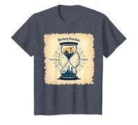 Sablier pour Professeur d'histoire, Voyageur dans Le Temps, Vintage, Aventure T-Shirt, Enfant, Bleu Chiné, 10 Ans
