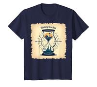 Sablier pour Professeur d'histoire, Voyageur dans Le Temps, Vintage, Aventure T-Shirt, Enfant, Bleu Marine, 8 Ans