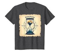 Sablier pour Professeur d'histoire, Voyageur dans Le Temps, Vintage, Aventure T-Shirt, Enfant, Chiné Foncé, 8 Ans