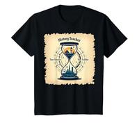Sablier pour Professeur d'histoire, Voyageur dans Le Temps, Vintage, Aventure T-Shirt, Enfant, Noir, 8 Ans