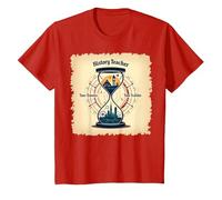 Sablier pour Professeur d'histoire, Voyageur dans Le Temps, Vintage, Aventure T-Shirt, Enfant, Rouge, 8 Ans