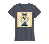 Sablier pour Professeur d'histoire, Voyageur dans Le Temps, Vintage, Aventure T-Shirt, Femme, Bleu Chiné, XS