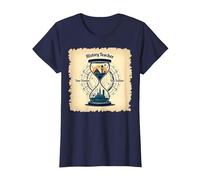 Sablier pour Professeur d'histoire, Voyageur dans Le Temps, Vintage, Aventure T-Shirt, Femme, Bleu Marine, XS