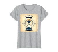 Sablier pour Professeur d'histoire, Voyageur dans Le Temps, Vintage, Aventure T-Shirt, Femme, Gris Chiné, M