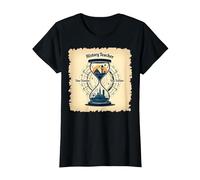 Sablier pour Professeur d'histoire, Voyageur dans Le Temps, Vintage, Aventure T-Shirt, Femme, Noir, L