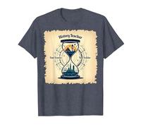 Sablier pour Professeur d'histoire, Voyageur dans Le Temps, Vintage, Aventure T-Shirt, Homme, Bleu Chiné, 5XL