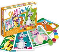 SentoSphère - SABLIMAGE - ANIMAUX CALINS - 885 - Kit Loisir Créatif - Réaliser 4 tableaux avec 15 tonalités de sable - A partir de 4 ans - Fabriqué en France