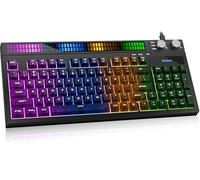 SABLUTE Clavier de jeu silencieux avec affichage LED de synchronisation du son, interrupteur de jeu mécanique silencieux, anti-ghosting, latence ultra-faible, rétroéclairage RVB, claviers thocky