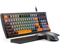 SABLUTE Clavier et souris de jeu filaires, rétroéclairé RVB, toucher mécanique, clavier de jeu PC, bouton multimédia et repose-poignet ergonomique anti-ghosting en cuir de qualité supérieure pour jeu