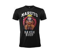 Sabor SRL Naruto Ramen Shop T-shirt officiel Naruto T-shirt à manches courtes avec impression sur le devant, hologramme d'authenticité, 100 % coton, noir, Noir , 2XS