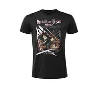 Sabor srl T-shirt Attaque des Géants Corps de Recherche Impression Frontale Manches Courtes Noir 100% Coton Unisexe Produit Officiel Tailles Adulte Garçon, Noir , L