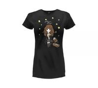 Sabor srl T-shirt Hermione Granger Sorcière modèle officiel pour femme avec impression frontale 100% coton noir Tailles pour femme fille, Noir , M