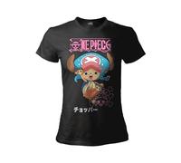 Sabor srl T-shirt One Piece Tony Tony Chopper. T-shirt femme chapeau de paille. T-shirt officiel avec imprimé devant., Noir , Medium