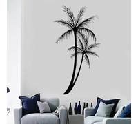 SABORR Autocollant mural noir autocollant palmier floral romantique autocollant salon décoration art décoratif décalque