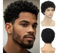 Sabosi Perruques afro courtes pour homme - Noir - Perruque courte - Style disco des années 80 - Cosplay