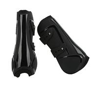 Sabot Cheval Guêtre de Protection, Coque PU Rigide et Néoprène Élastique, Protections Antichoc pour Tendons et Vaisseaux Sanguins, Noires, Devant L - Protection Renforcée, (Pattes avant noires xl)