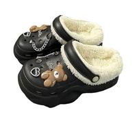 Sabot De Jardin Femme Fourrés Chaud Plateforme Respirant Clogs Facile À Mettre Antidérapants Perforés Chaussures Eva Confortable Souple avec Breloques Amovibles Polyvalent Quotidien Sandales