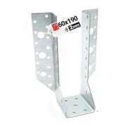 Sabot de poutre 60 x 190 mm type A en acier galvanisé 2 mm d'épaisseur en forme de U Connecteur de poutre ouvert pour construction en bois, abri de voiture, pergola, chaise de toit, clôture, terrasse