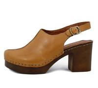 Sabot Femme - CINZIA SOFT - Cuir doux Marron clair - Talon 7,5 cm - Boucle réglable - Semelle antiglisse 36