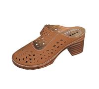 Sabot Orthopédiques Femme à Talons Blocs Sandales et Mules Antidérapants Respirantes à Bout Fermé Semelle Amortissante Légère Sandale Femmes Confortable Orthopédique Chaussures Cuir de Plage Loisirs