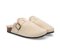 Sabot pour femme avec bout fermé, intérieur doublé en fausse fourrure douce qui apporte de la chaleur, semelle type bio, idéale pour l'hiver, beige, 37 EU
