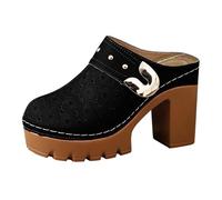 Sabots à talon pour femme - Sandales à bout fermé - Sandales compensées - Sandales de marche décontractées - Tendance - Pour l'été, les vacances, la plage - Chaussures de marche souples, K1 Noir, 39