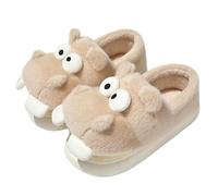 Sabots Chaussons en Peluche Hippopotame À La Mode, Chaussures De Couple À Semelles Épaisses-Beige-40-41