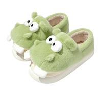 Sabots Chaussons en Peluche Hippopotame À La Mode, Chaussures De Couple À Semelles Épaisses-Vert-40-41