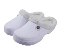 Sabots classiques doublés de fourrure, pantoufles d'hiver imperméables for femmes et hommes, chaussures d'intérieur chaudes et douces for chambre à coucher, chaussures de jardin EVA(White,37-38)