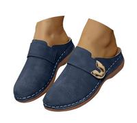 Sabots compensés pour femmes à enfiler à bout fermé Mules sabots Chaussures orthopédiques pour dames Coupe large Mules compensées basses Sandales Chaussures Sandales de marche rembourrées avec soutien