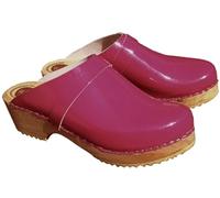 Sabots Cuir et Bois Semelle Souple PU Vernis Fuchsia (Fuchsia, Système Taille Chaussures EU, Adulte, Numérique, Moyen, 34)