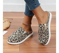 Sabots de Jardin Femme Chaussures Plates Décontractées Pantoufles en Toile Sandales Baskets Mocassins À Enfiler Chaussures Chaussures de Marche Antidérapantes D'été,Leopard Print,US10/EU41