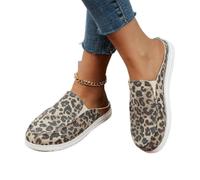 Sabots de Jardin Femme Chaussures Plates Décontractées Pantoufles en Toile Sandales Baskets Mocassins À Enfiler Chaussures Chaussures de Marche Antidérapantes D'été,Leopard Print,US6/EU37