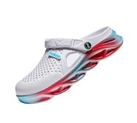 Sabots de jardin pour homme - Sandales de plage et de piscine - Deux tons - Avec sangle réglable, blanc, 36 2/3 EU