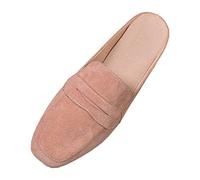 Sabots de marche en daim synthétique pour femme - Confortable - Style décontracté - Chaussures d'été légères à enfiler - Pour le travail - Tendance - Bout carré, Rouge, 39.5 EU