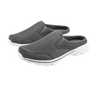 Sabots décontractés pour homme et femme - Couleur unie - En maille Flyweave - Demi-tongs respirantes - Pour la marche - Chaussures pieds nus - Pantoufles à enfiler, gris foncé, 38.5 EU