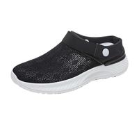 Sabots d'été pour femme - Pantoufles en maille à séchage rapide - Chaussures de jardin souples et légères - Semelle épaisse - Sandales compensées à l'arrière, Noir , 36 EU