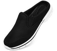 Sabots Femmes Confortable Pantoufle Coton Hommes Antidérapant Chaussons intérieur extérieur, Noir Blanc, 37 EU