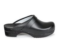 Sanita Rita | Sabots Ouverts | Produit Original Fabriqué à la Main pour Femme | Sabots en Cuir avec Semelle en Bois | Semelle Durable | Noir | EU 40