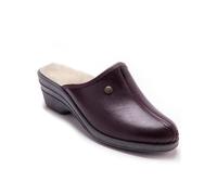 Sabots fourrés laine - CHARMANCE - Femme - Cuir - Bordeaux - Largeur confort 39