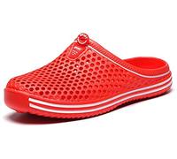 Sabots Mules Chaussures Respirant Fermé Chaussures de Jardin D'Été Amants Pantoufles Plage Sandales Hommes Femmes Piscine Sandales Chaussons Unisexe Rouge 36