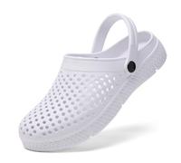 Sabots Mules Chaussures Respirant Fermé Chaussures de Jardin D'Été Amants Pantoufles Plage Sandales Hommes Femmes Piscine Sandales Chaussons Unisexe Blanc 42