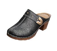 Sabots orthopédiques à enfiler à bout fermé pour femme - Coupe large - Sandales de marche avec soutien de la voûte plantaire et sangle à boucle réglable, Black6, 40 EU