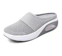 Sabots Pantoufles Souples Mules pour Femmes Sabot en Maille avec Coussin d'air Orthopédique Plate-Forme Respirante Sandales de Loisirs Pantoufle (Color : Gray, Size : 40 (250CM))