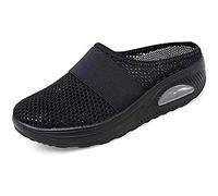 Sabots Pantoufles Souples Mules pour Femmes Sabot en Maille avec Coussin d'air Orthopédique Plate-Forme Respirante Sandales de Loisirs Pantoufle (Color : Black, Size : 38(240CM))