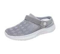 Sabots pour femme - Chaussures de jardin - Chaussures d'été - Sandales de plage - Sandales avec semelle légère - Chaussures de santé - Respirantes - Antidérapantes - En maille respirante, gris, 37 EU