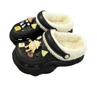 Sabots pour femme en peluche chaude, à enfiler, amortissant, confortable, idéal pour les activités de plein air et l'hiver, P noir, 37 EU